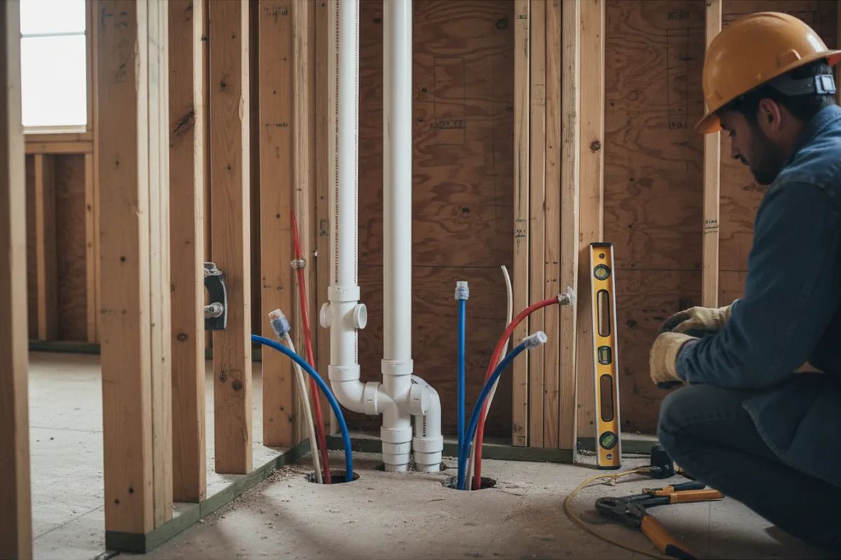 Drain and supply rough-in during Leak Detection in Rainier