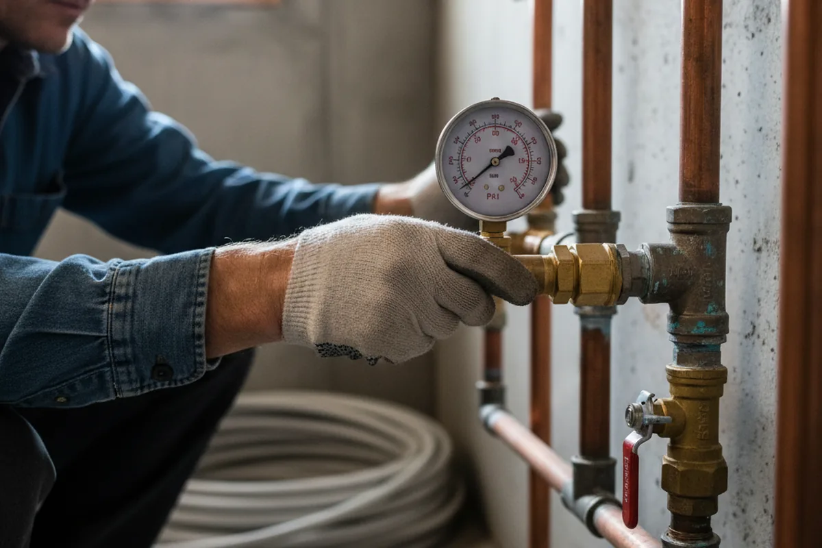 Pressure testing a repaired line during Water Line Repair in Rainier